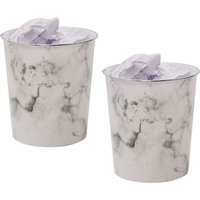 9L Waste Paper Bin Grey Marble Effect Desk Bedside Bathroom Waste Rubbish Bin - Grey & White / 2