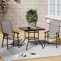 Livingandhome Square Table and Fabric Chair Bistro Set - Black / 2 x Chairs and 1 x Table