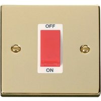 Polished Brass 1 Gang Size 45A Switch - White