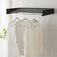 Indoor Airers Foldable Wall-Mounted Towel Rack - Black