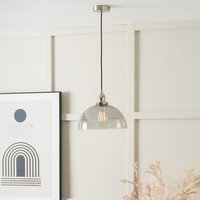 Ceiling Light Antique Metal and Glass Dome Pendant - Grey