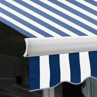 Full Cassette Electric Patio Awning 3.5m Canopy - Blue & White Stripe