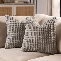 Pack of Bobble Tufted Cushion Covers - Grey / 2