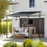 Outsunny 2.4 x 2.4 m Wall Mounted Pergola Gazebo - Dark Grey