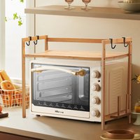 Bamboo Kitchen Spice Rack with Four Hooks - Natural