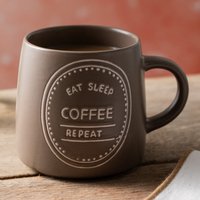 Mikasa 'Eat Sleep Coffee Repeat' Stoneware Mug, Brown Cup for Coffee, 400ml - Brown