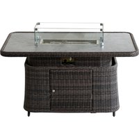 Abrihome Aluminum Adjustable Fire Pit Table - 50,000 BTU, Tempered Glass Top - Brown