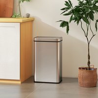 HOMCOM 60 L Kitchen Bin with Fingerprint-Proof Stainless Steel - Silver / 60l