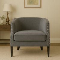 Larissa Grey Velvet Studded Chair - Grey