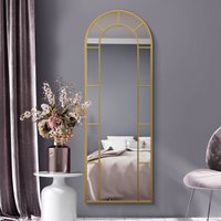 Arcus Window Metal Framed Arched Leaner Wall Mirror - Gold / 170cm