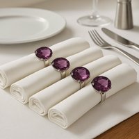 Set Of Four Purple Diamante Napkin Rings - Purple