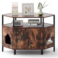 Corner Hidden Cats Litter Cabinet - Rustic Brown