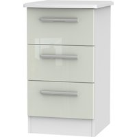 Kensington Ready Assembled Kashmir Three Drawer Bedside - Kashmir Gloss & White Matt