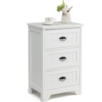 3-Drawer Bedside Table Vintage Nightstand - White