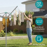 SONGMICS 164 ft Length Rotary Washing Line - Silver