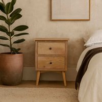 Neive Scandi Mango Wood 2 Drawer Bedside - Brown
