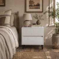 Cove White 2-Drawer Bedside Table - Subtle Line Detail