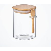 Eden & Willow Glass Pantry Storage Jar with Bamboo Lid and Spoon - Clear / 0.5l
