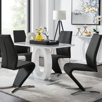 Giovani Grey White Modern Glass Dining Table With Four Willow Chairs Set - Black