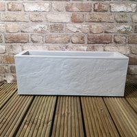 Plastic Stone Effect Garden Planter Volcania with Water Retention Zone - White - Grey