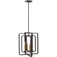 Quentin 4 Light Cage Ceiling Pendant Chandelier Bronze, E14 - Bronze