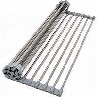 Non-slip Roll Up Dish Drying Rack - Silver