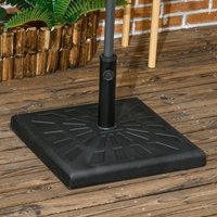 Outsunny 19kg Square Resin Garden Parasol Base Umbrella Stand - Black