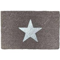 Grey Glitter Star Doormat - Black