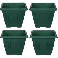 30cm Green Square Venetian Pot - Green / 4