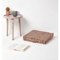Homescapes Cotton Thin Stripe Floor Cushion - Chocolate / 8cm