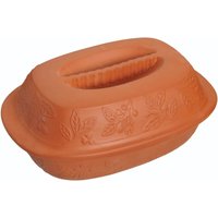 Home Made Terracotta Roasting Pot with Lid - Orange