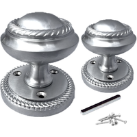 Door Knobs Round Georgian Roped Mortice Knob - Silver Satin 62mm - Silver