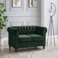 Chester Velvet Sofa Suite Stud Design Wooden Feet - Green Velvet / 2