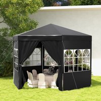 Outsunny 3.9m Gazebo Canopy with 6 Removable Side Walls - Black