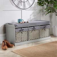 Home Source Malibu Storage Bench 3 Drawer - Grey