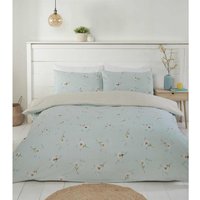 Daisy Floral Duvet Cover Set - Duck Egg / Double
