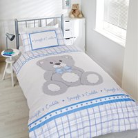 Snuggle Cuddle Check Polycotton Duvet Set With Pillowcase - Blue / Double