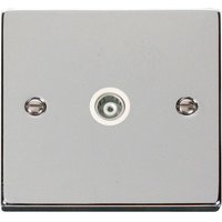 Polished Chrome Single Isolated Coaxial Socket - White