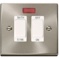 Satin Brushed Chrome 20A DP Sinkbath Switch - White