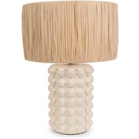 Kiran Ceramic Table Lamp with Raffia Shade - Beige / No