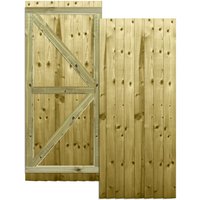 Overlapped Feather Edge Pathway Fully Framed Flat Top Pedestrian Garden Gate - Pressure Treated (Tanalised) / 21kg / 75cm
