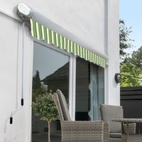 Electric Patio Awning Full Cassette 2.5m Canopy - Green Stripe