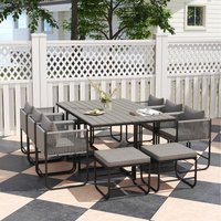 OutsunnyRattan Dining Set Space-saving Design - Grey