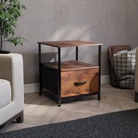 Chorley 1 Drawer Fabric Bedside Table Chest Nightstand - Rustic Brown