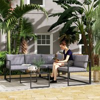 Outsunny 3 Piece L Shaped Garden Furniture Set - Grey