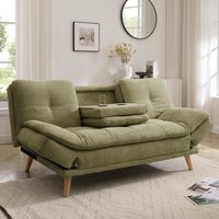 Lilly Sofa Bed With Adjustable Armrests - Sage Green