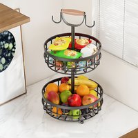 Lifeideas 2-Tier Metal Storage Basket - Black