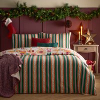 All Wrapped Up Reversible Printed Duvet Cover Set Single - Emerald/Red