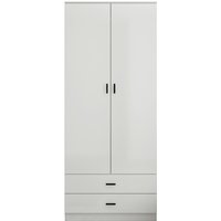 URBNLIVING Gloss 2 Door Wardrobe with 2 Drawers - Grey / 135cm
