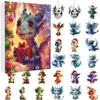 Christmas Calendar Advent Calander Acrylic Cartoon Dragon Ornament - Multicolour / Style I